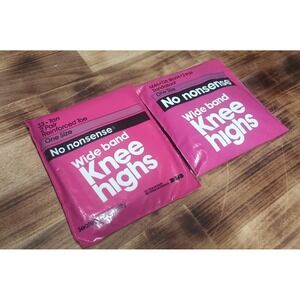 4 Pairs Of No Nonsense Knee Highs Off Black-Sandal & Tan R-Toe One Size Fits All